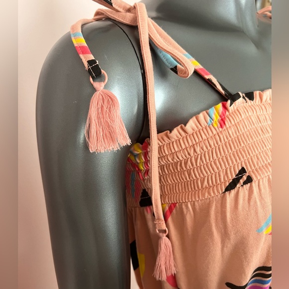 NWT Peachy Pink Geometric Pride Abstract Flags Print Flowy Maxi Dress - Picture 4 of 10